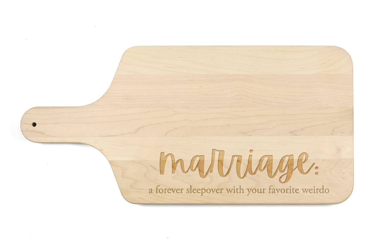 Marriage Definition 17" x 8" Maple Paddle Cutting Board
